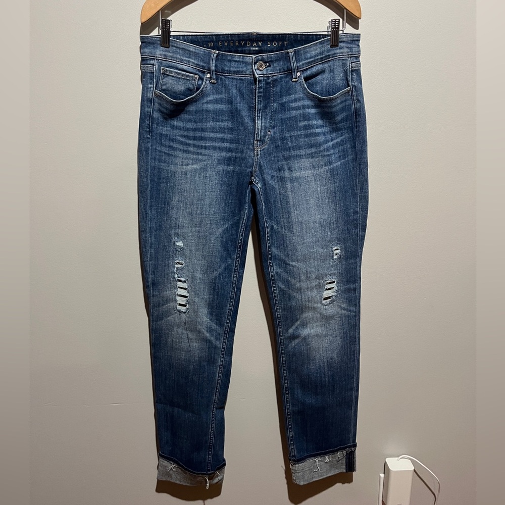 White House Black Market Women's Distressed Skinny Jeans - Blue